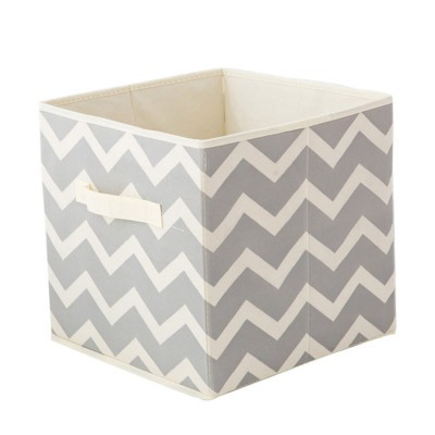 Good Price Closet Baskets Fabric Folding Cubes Gray Chevron Storage Bin