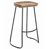 Modern design wrought iron Bar Stool with Wood Top for sale