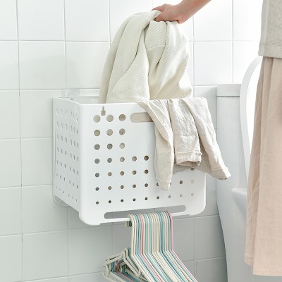 collapsible laundry basket plastic with handles Folding dirty plastic storage laundry basket