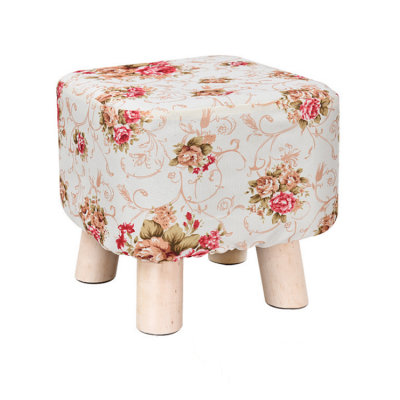 Small Cloth Art Sofa Wood Ottoman Round Stools Wooden Stool For Wholesale