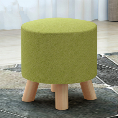 Round Stool Covered With Fabric Mushroom Wood Stools With Three Legs In Room Wood