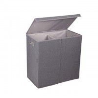 best selling productsHousehold Double Easily Transport Lightweight Metal Handle Polyester Linen Foldable Laundry Hamper With Lid