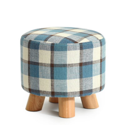 Small Children Wooden Round Stools With A Cushion Wood Ottoman Stool