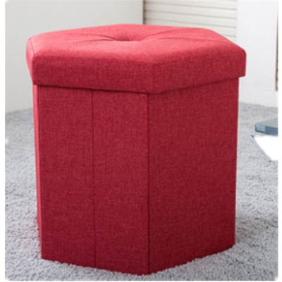 Small Sgs Red Round Foldable Chair Storage Ottoman With Backrest