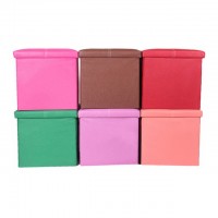 best selling new high quality collapsable square living room foldable leather storage stool