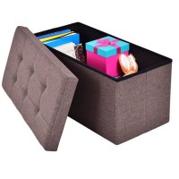 Long Living Room Commercial Collapsible Custom Footrest Linen Fabric Large Storage Stool Bench Storage Ottoman