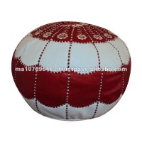 Moroccan Leather Pouf Ottoman Footstool